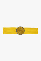 Q2 Ceinture tissée jaune avec boucle ronde avec strass