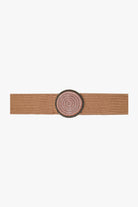 Q2 Ceinture tissée rose avec boucle ronde avec strass