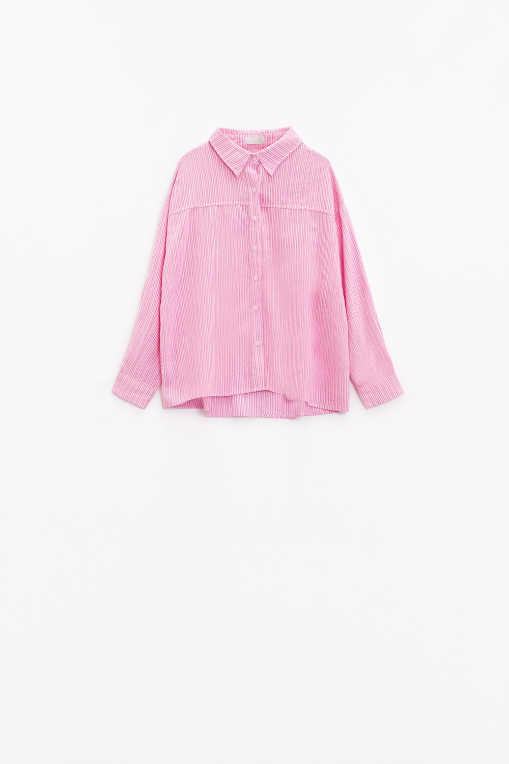 Chemise relaxée à fines rayures rose 