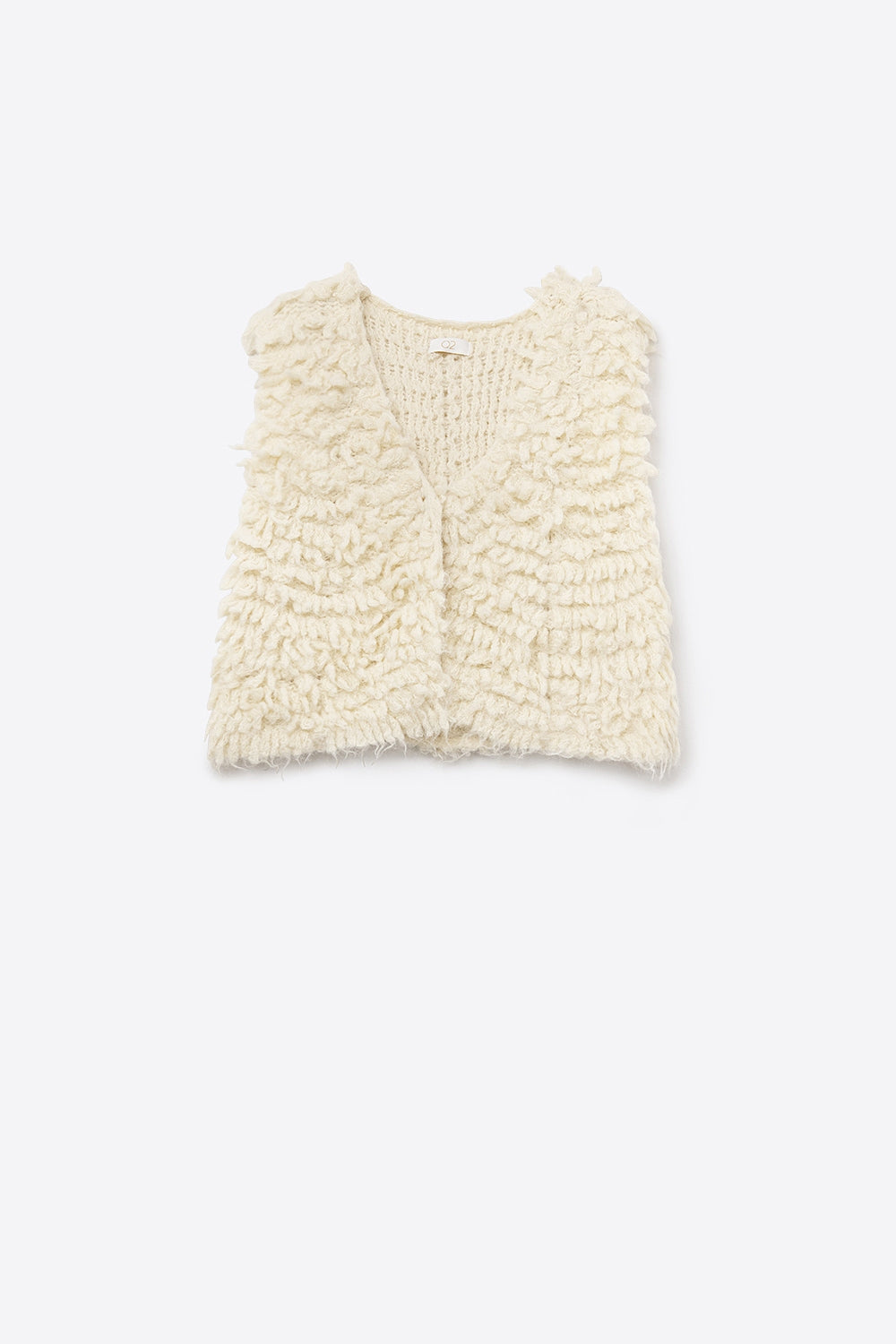Q2 Gilet luxueux avec texture blanche à poils longs