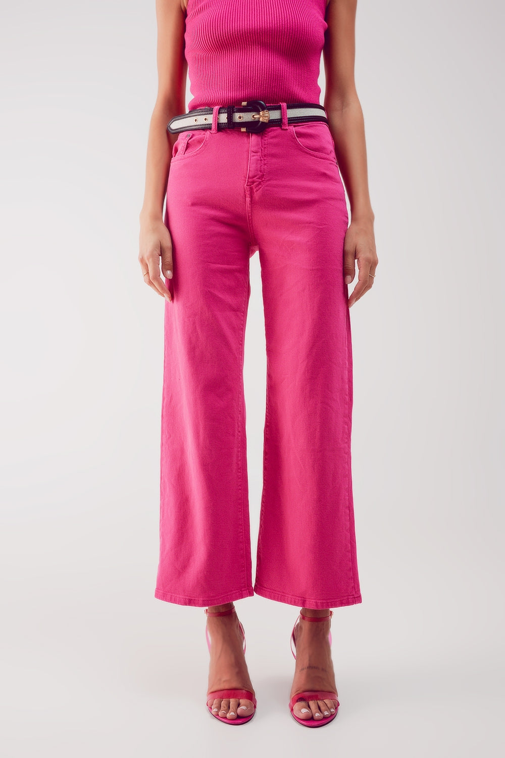 Q2 Jean ample court en fushia