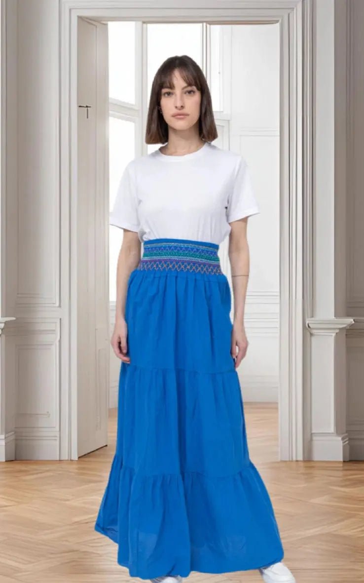 Jupe bustier très longue bleue Anita - La boutique de Nannye