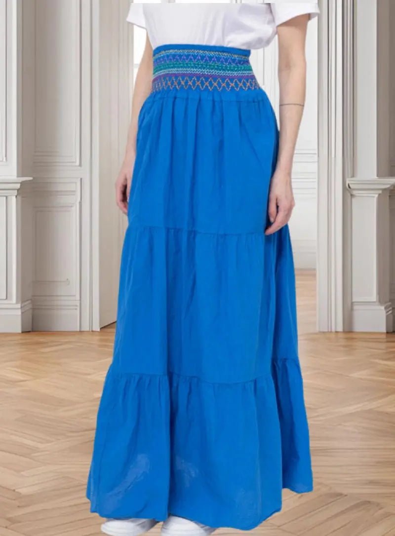 Jupe bustier très longue bleue Anita - La boutique de Nannye