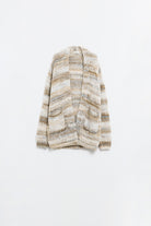 Q2 Long cardigan oversize à rayures chinées avec poches