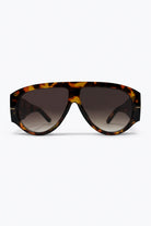 Q2 Lunettes de soleil à large visière avec monture épaisse imprimée écaille de tortue marron