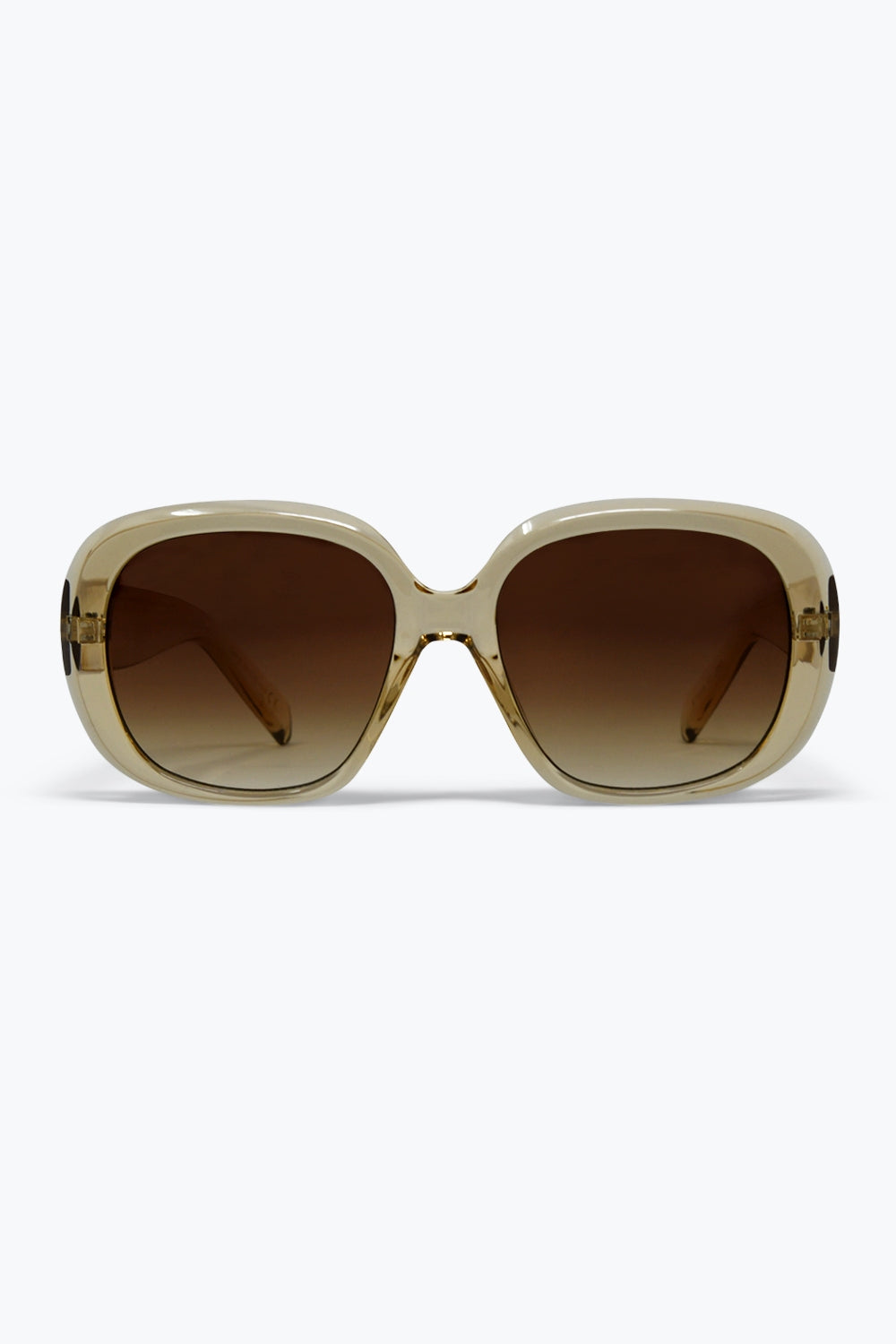 Q2 Lunettes de soleil à monture carrée oversize beige avec verres à effet dégradé