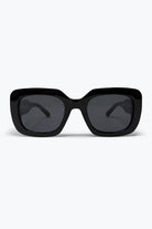 Q2 Lunettes de Soleil à Monture Carrée Oversize en Acétate Noir Brillant