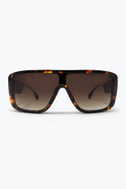Q2 Lunettes de soleil à monture large en écaille de tortue marron en acétate