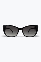 Q2 Lunettes de soleil à monture œil de chat noir brillant avec verres dégradés