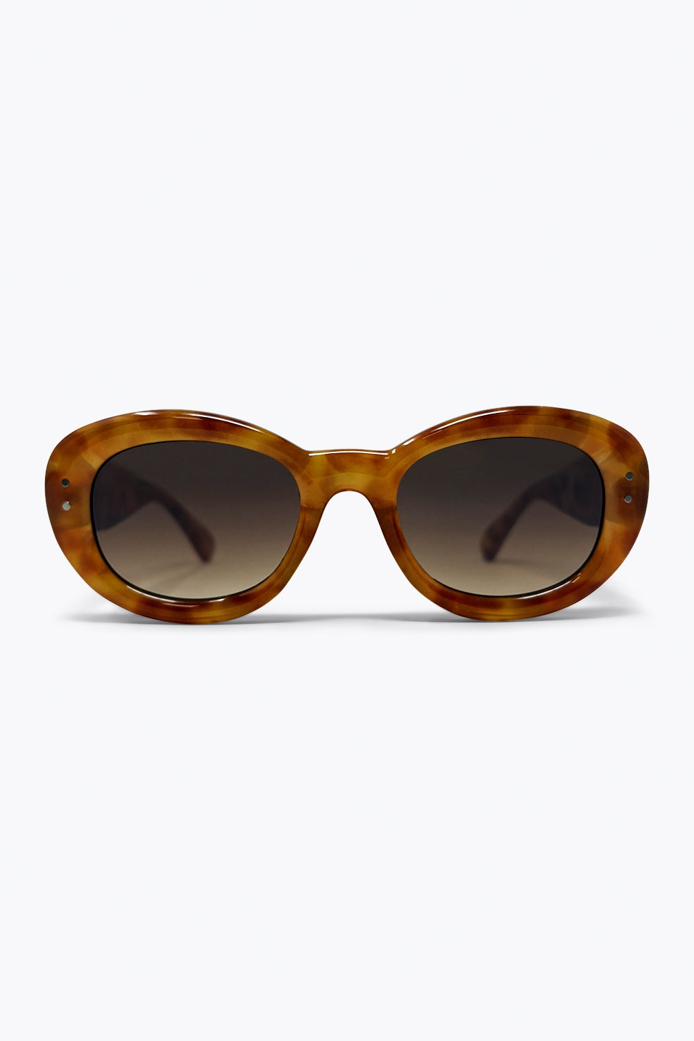 Q2 Lunettes de soleil à monture ovale en écaille de tortue marron avec verres dégradés