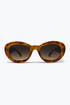 Q2 Lunettes de soleil à monture ovale en écaille de tortue marron avec verres dégradés