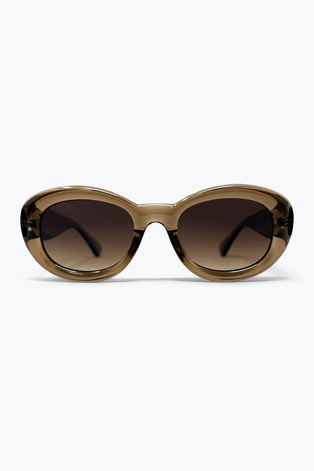 Q2 Lunettes de soleil à monture ovale marron en acétate translucide avec verres dégradés