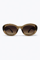Q2 Lunettes de soleil à monture ovale marron en acétate translucide avec verres dégradés