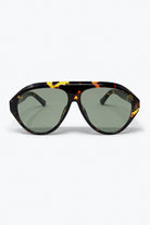 Q2 Lunettes de soleil aviateur écaille avec verres verts