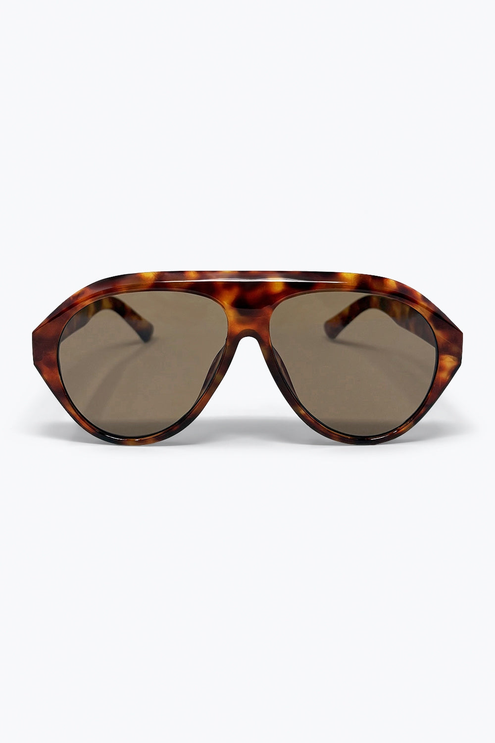 Q2 Lunettes de soleil aviateur rétro écaille de tortue avec verres marron