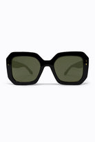 Q2 Lunettes de soleil carrées oversize en acétate noir à clous dorés géométriques