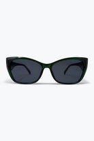 Q2 Lunettes de soleil classiques à monture épaisse œil de chat vert brillant