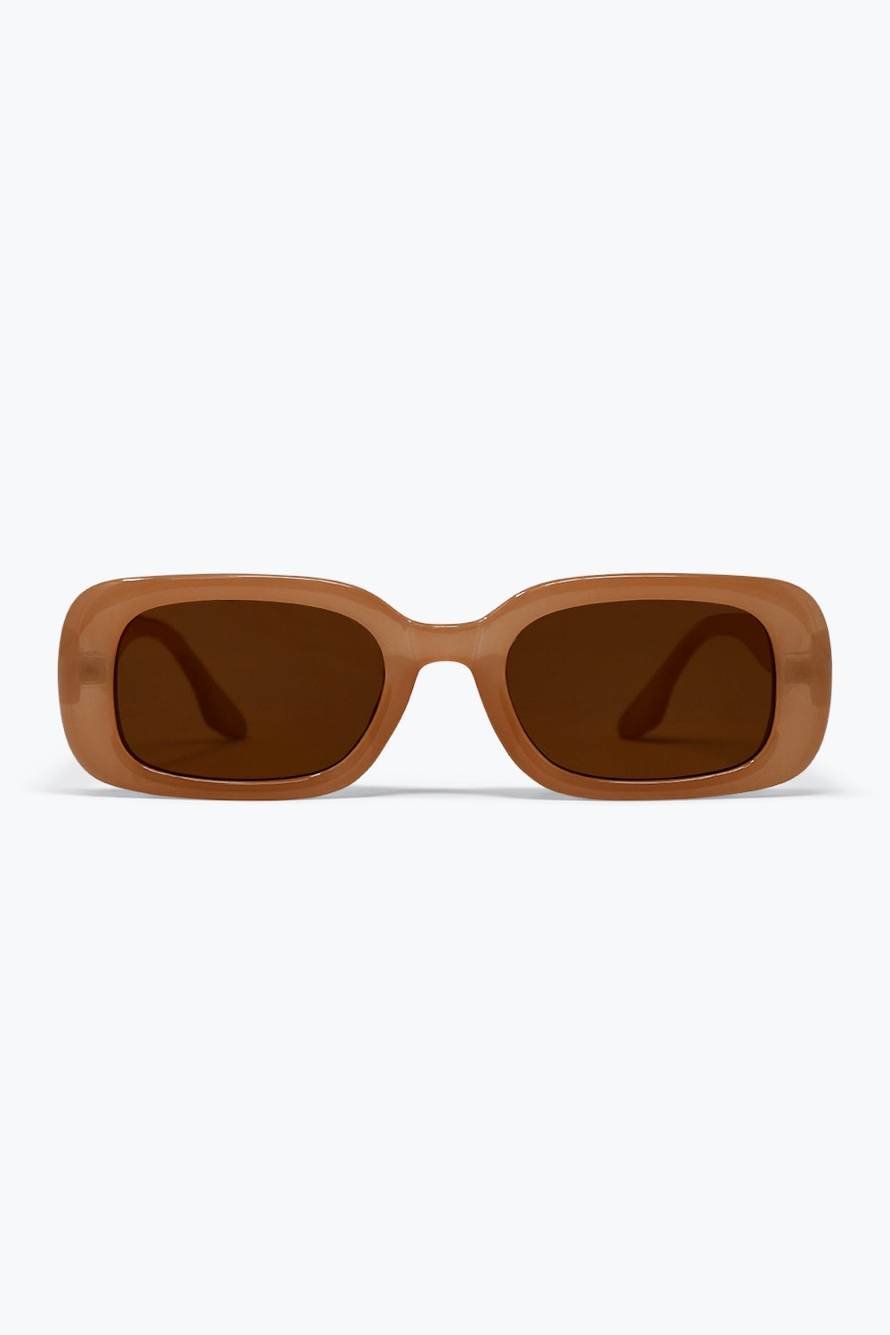 Q2 Lunettes de soleil épaisses avec monture rectangulaire marron finition brillante
