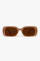 Q2 Lunettes de soleil épaisses avec monture rectangulaire marron finition brillante