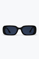 Q2 Lunettes de soleil étroites en acétate brillant à monture rectangulaire noire