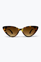 Q2 Lunettes de soleil fines à monture en acétate écaille de tortue marron en forme d'œil de chat