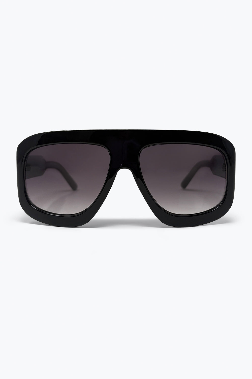 Q2 Lunettes de soleil noires à monture carrée oversize avec verres dégradés