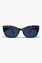 Q2 Lunettes de soleil œil de chat en acétate à écailles de tortue multicolores avec verres bleus