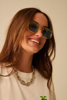 Q2 Lunettes de soleil ovales avec monture transparente haute brillance en jaune
