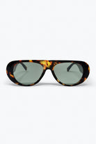 Q2 Lunettes de soleil ovales larges avec monture écaille de tortue et verres verts