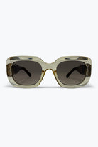 Q2 Lunettes de soleil oversize à monture large en acétate carré kaki avec dégradé
