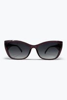 Q2 Lunettes de soleil oversize à monture œil de chat avec verres dégradés bordeaux