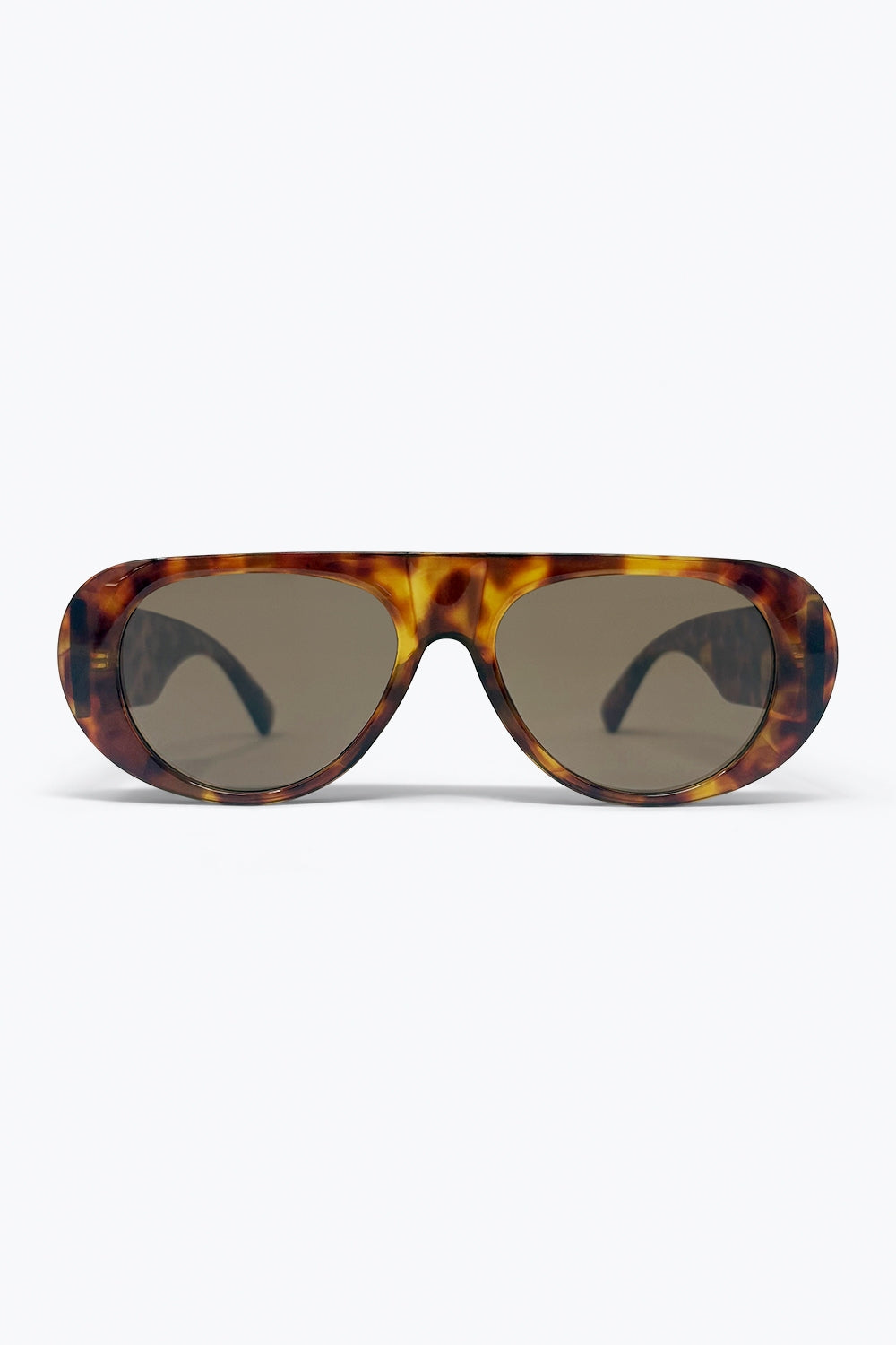 Q2 Lunettes de soleil pour femmes à monture surdimensionnée marron tortue