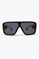 Q2 Lunettes de soleil style visière avec monture écran surdimensionnée noire et verres dégradés