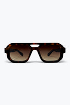 Q2 Lunettes de soleil surdimensionnées à monture angulaire en acétate écaille de tortue marron