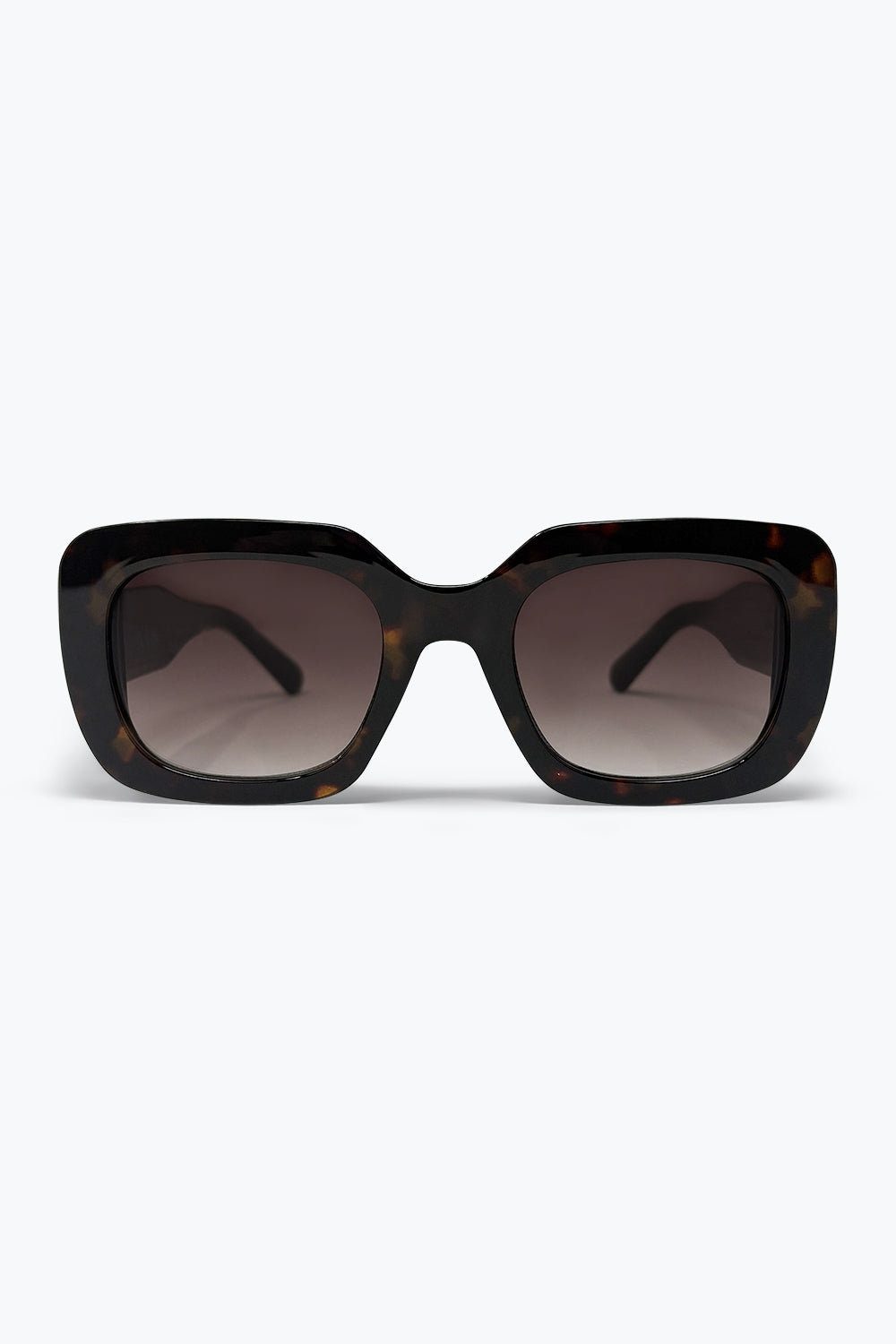 Q2 Lunettes de soleil surdimensionnées à monture carrée en acétate écaille de tortue noire