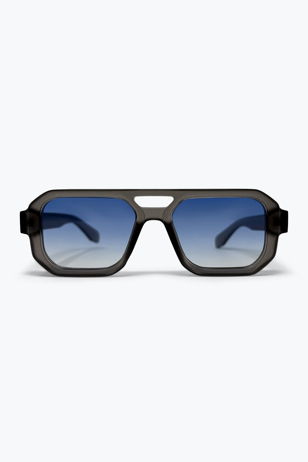 Q2 Lunettes de soleil surdimensionnées à monture carrée noire à dégradé avec bord épais