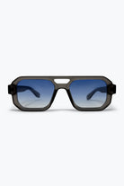 Q2 Lunettes de soleil surdimensionnées à monture carrée noire à dégradé avec bord épais