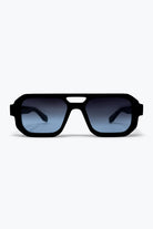 Q2 Lunettes de Soleil Surdimensionnées à Monture Géométrique et Verres Dégradés Noirs