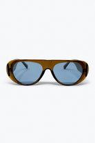 Q2 Lunettes de soleil surdimensionnées à monture marron et verres bleus