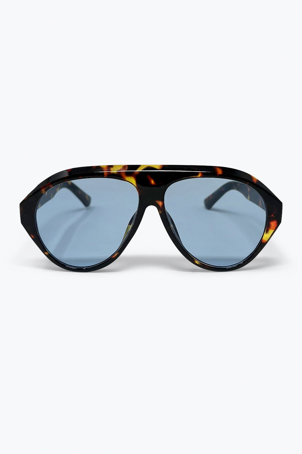Q2 Lunettes de soleil surdimensionnées avec monture écaille et verres bleus