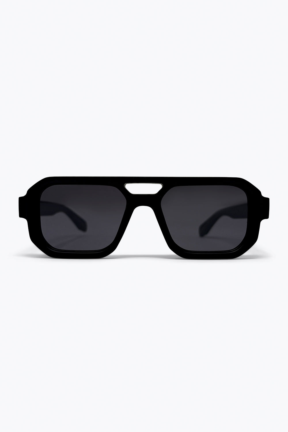 Q2 Lunettes de soleil urbaines noires oversize à monture géométrique et branches épaisses
