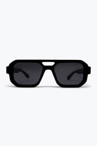 Q2 Lunettes de soleil urbaines noires oversize à monture géométrique et branches épaisses