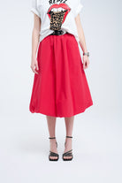 Q2 Mini jupe bulle rouge en popeline