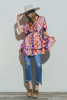 Q2 Mini robe florale en multicolore