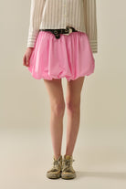 Q2 Minijupe boule en popeline rose