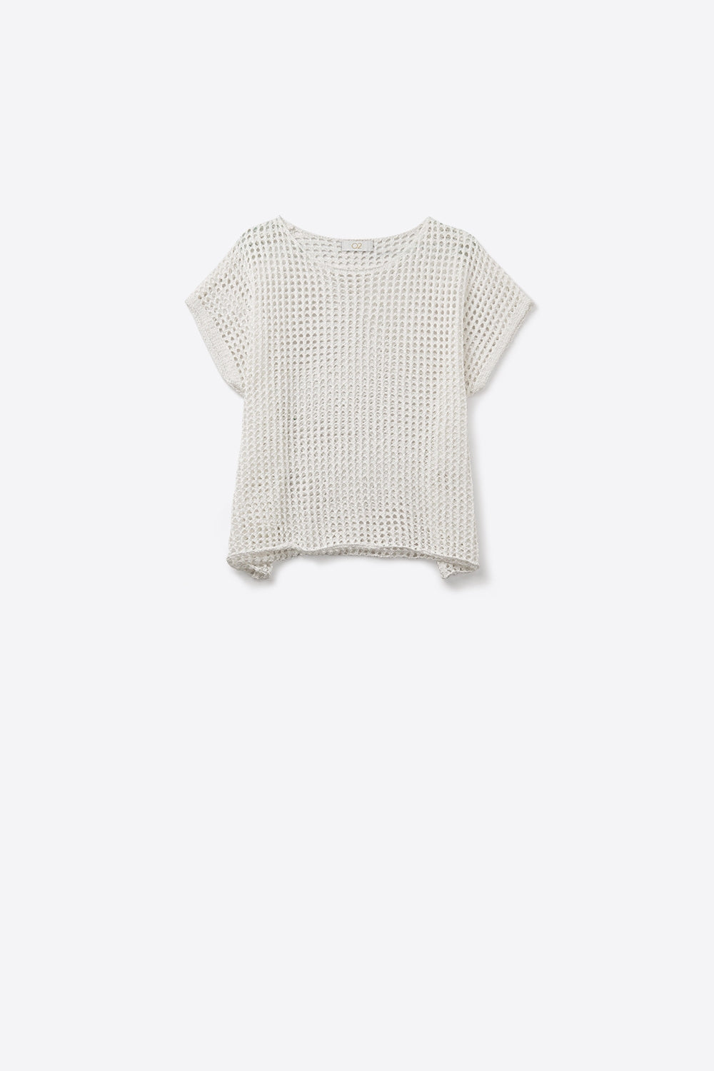 Q2 Open Knit Crochet dropped Sleeved Top in white