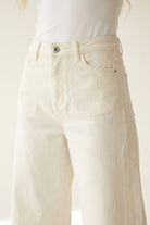 Q2 Pantalon extra-large en sergé de coton élastique de couleur blanche