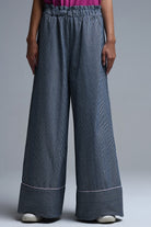 Q2 Pantalon palazzo rayé à jambe extra-large