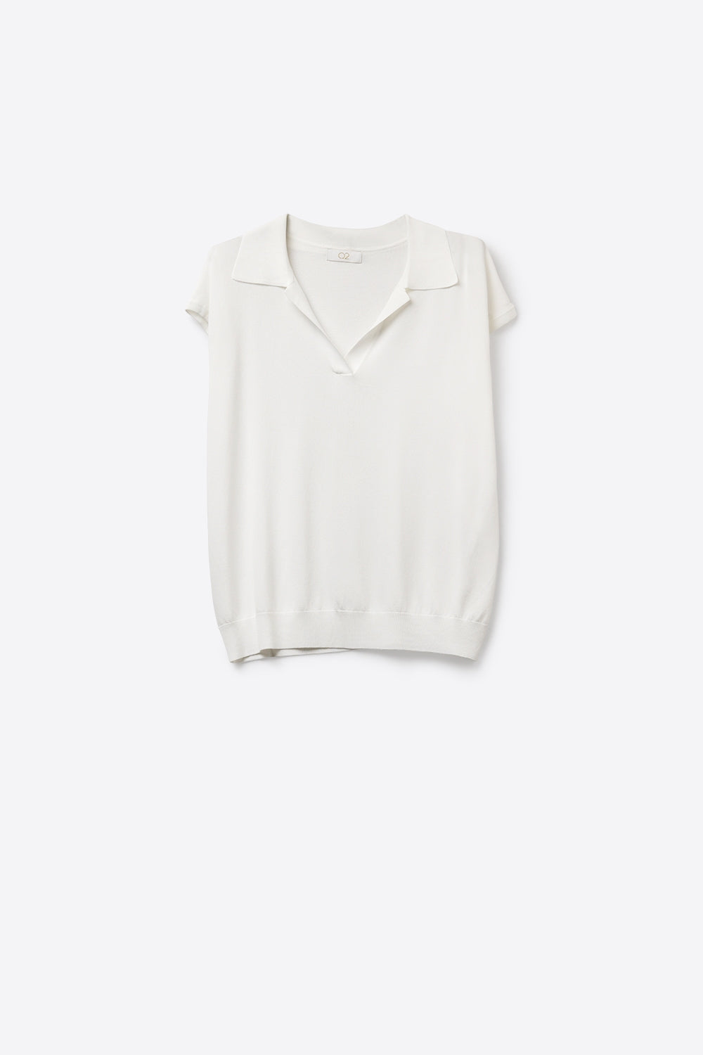 Q2 Polo blanc à manches courtes coupe décontractée col en V
