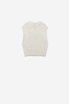 Q2 Pull blanc en maille ouverte douce et manches tombantes